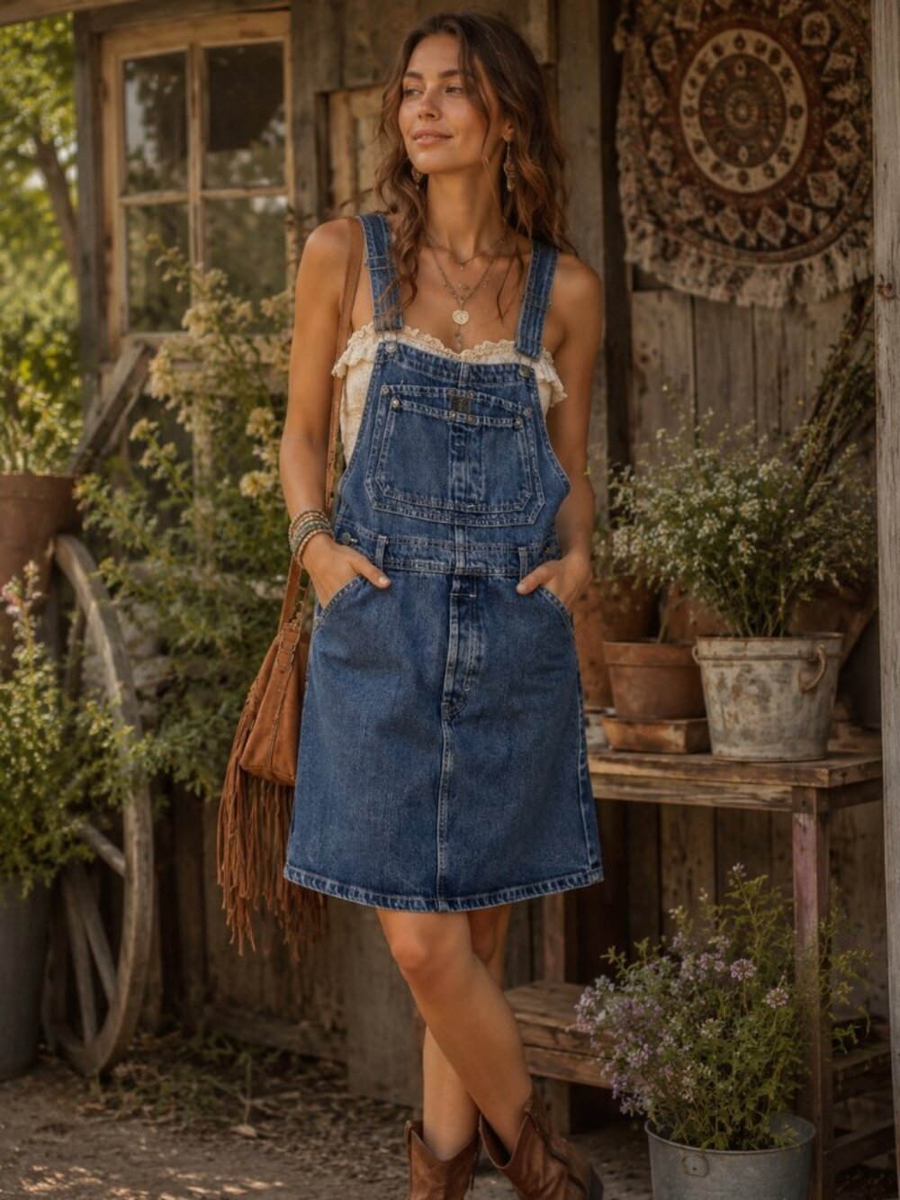 Calvin Klein Blue Denim Jean Overall Dress